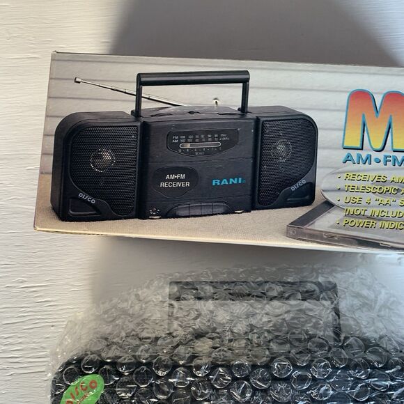 Rare New Vintage 1996 Rani Street Beat AM/FM Radio Player Black Mini BoomBox - Picture 3 of 6